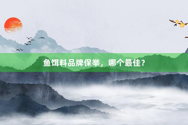鱼饵料品牌保举，哪个最佳？
